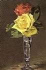 Famous Glass Paintings - Roses in a Champagne Glass